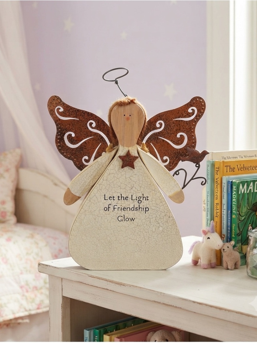 Russ Berrie and Company Angel Figurine Let The Light Home Decor